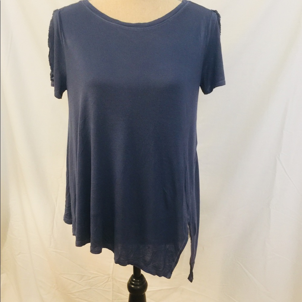 Blue Asymmetrical Short Sleeves Top size M